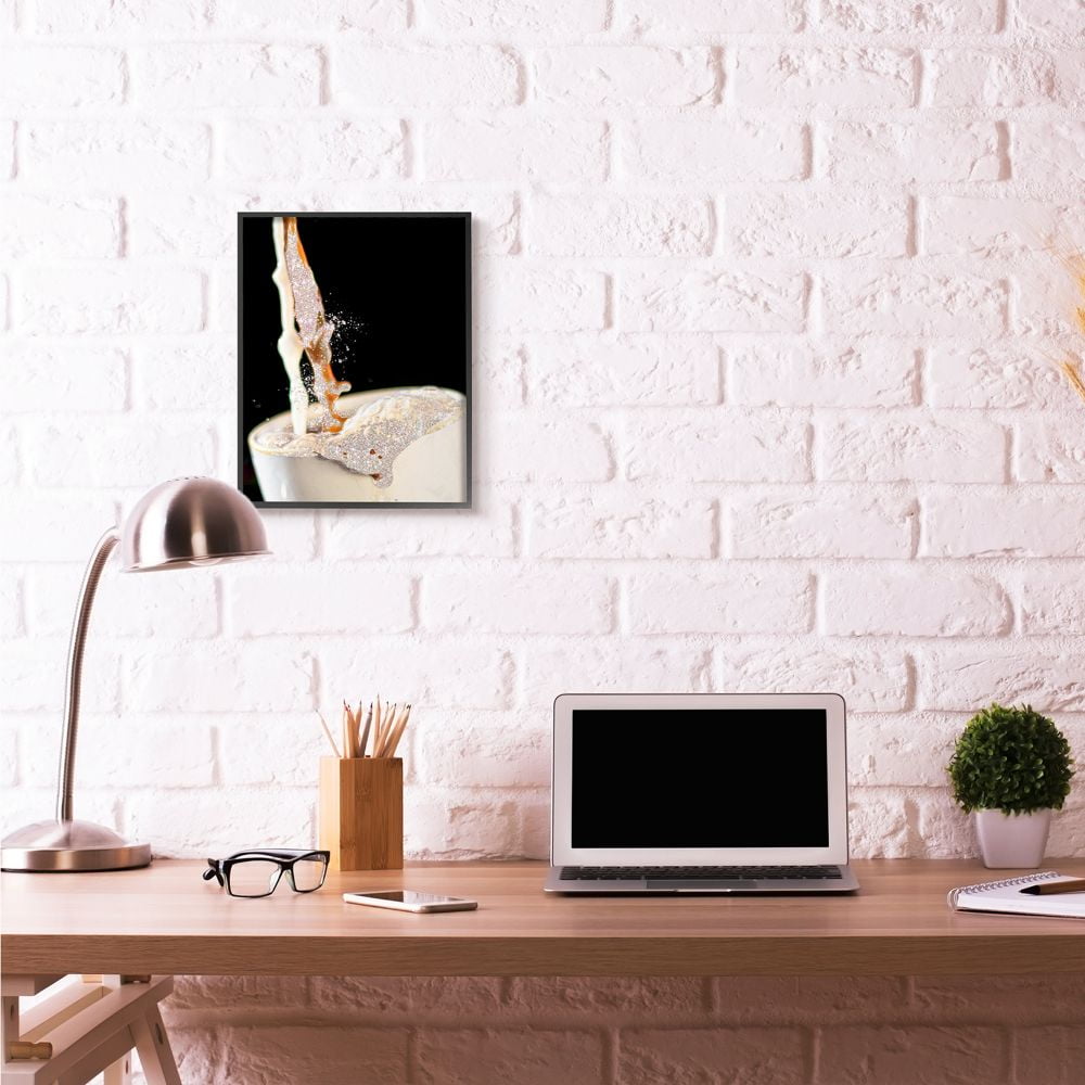 Stupell Industries Glitter Pour Coffee Beverage Glam Fashion Design Framed Wall Art by Ziwei Li