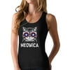 Meowica Women's Racerback Tank Top - Patriotic USA Cat Graphic Tee - Perfect 4th of July Celebration Apparel - Ideal Gift for Cat Lovers and Patriotic Enthusiasts - Small Black