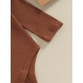 thumbnail image 6 of Baby Girls Autumn Crew Neck Rompers Long Sleeve Solid Color Ruffle Ribbed Romper, 6 of 8