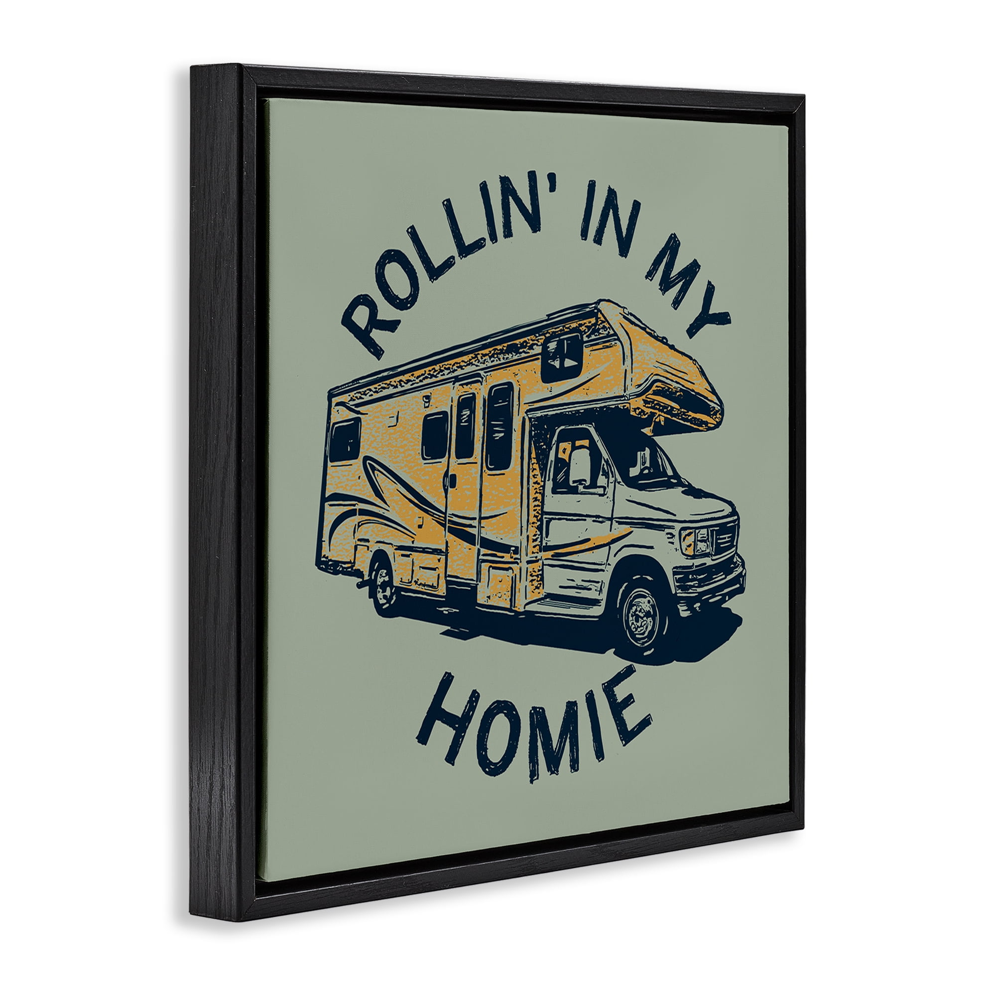 Stupell Industries Rollin' In My Homie Transportation Painting Black Floater Framed Art Print Wall Art, 18 x 18