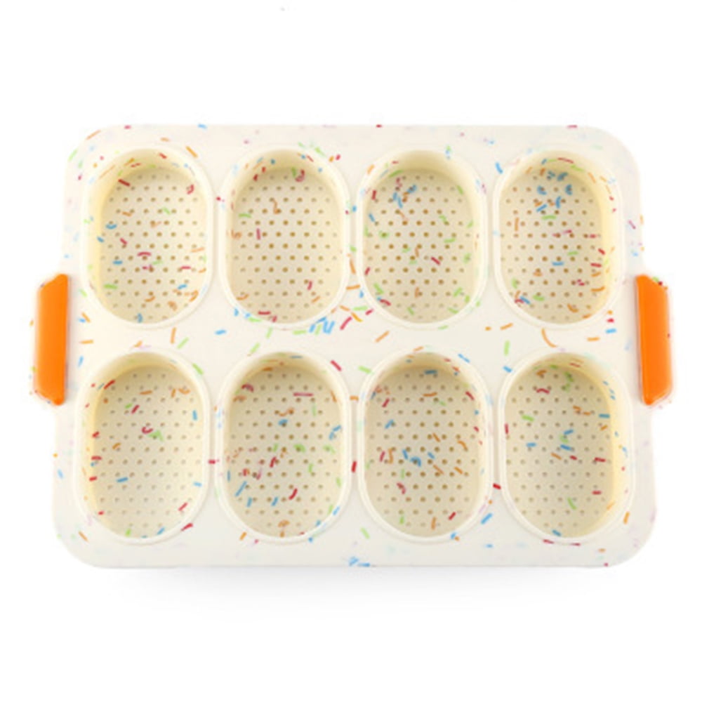 Mini Baguette Baking Tray French-bread Breadstick and Bread Rolls with Delicious Crispy Crusts Green Non-stick Perforated Pan Loaf Baking Mould Bread Crisping Tray 