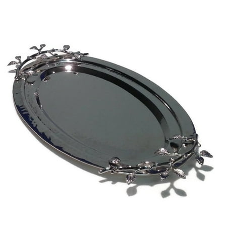 Elegance Oval Platter - Elegance Heim Concept Sparkle Silver Leaf Oval Tray