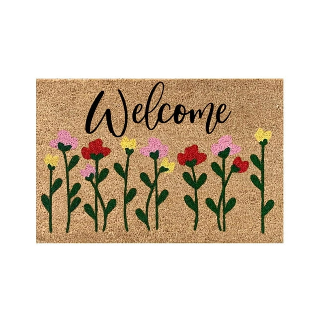 Tapis de Bienvenue en Tapis pour Usage Intérieur Extérieur Durable Entrée Bonjour Été Tapis de Porte Vœux Bienvenue Été Paillasson d'Entrée Maison Élégante