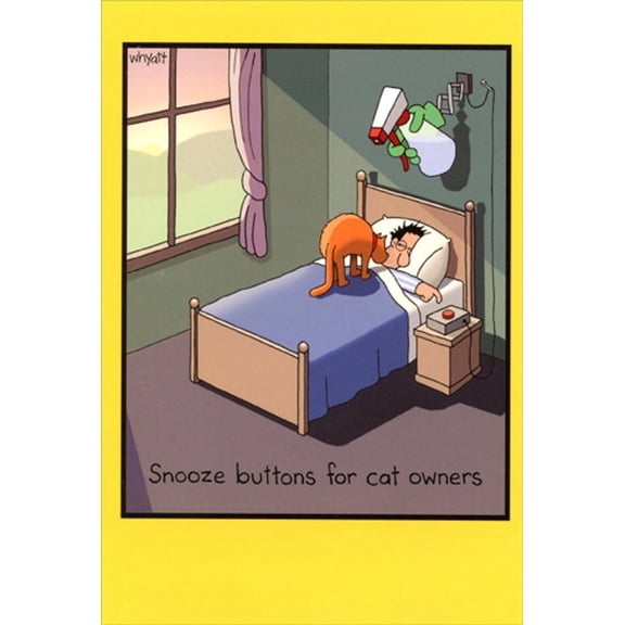 Nobleworks Snooze Button for Cat Owners Funny / Humorous Birthday Card