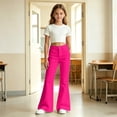 thumbnail image 6 of Landzoo Big Girls Back To School Pants Solid Color Zip Front With Pockets Fall Cozy Girls Flare Leg Trousers Size 15-16 Years, 6 of 7