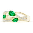 thumbnail image 3 of ANGARA Natural Three-Stone Pear Emerald Criss-Cross Ring in 14K Yellow Gold for Women (Size-6x4mm) | May Birthstone, Birthday, Anniversary, Jewelry Gift for Women | Natural Emerald Ring, 3 of 9