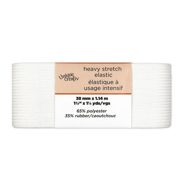 UNIQUE CREATIV Heavy Stretch Elastic 38 mm (1.5 in) blanc, 14 m (15.3 yd)