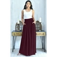 thumbnail image 3 of KOH KOH Long Flowy Cute Modest High Empire Waist Full Floor Length Pockets Casual Semi Formal Vintage Work Office Workwear Maxi Skirt For Women Maroon Wine Red Medium US 8-10 NT325, 3 of 7