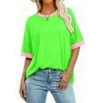 thumbnail image 4 of Busydd Womens T Shirts Casual Round Neck Short Sleeve Going Out Tops Fashion Oversized Color Block Women's Tops Plus Size Tops for Women L, 4 of 4