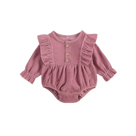 

LisenraIn Baby Kids Girl Boy Ruffles Button Round Neck Long Sleeve Romper
