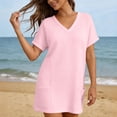 thumbnail image 7 of Womens Swimsuit Cover Up Short Sleeve V Neck Bathing Suit Civerup Summer Casual Beach Dresses Plus Size Fashion, 7 of 7