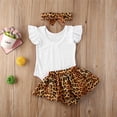 thumbnail image 5 of Lovebay Newborn Baby Girls Ruffled Romper Leopard Skirt Headband Outfits Set 0-18 Months, 5 of 7
