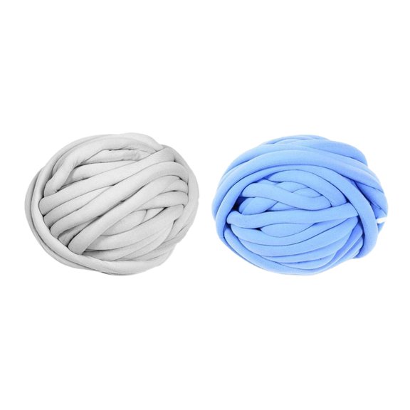 2 pieces Giant Knitting Yarns Weaving Chunky Crocheting Decor Accessories Handmade Tools for Mat Pet House Grey and Light Blue