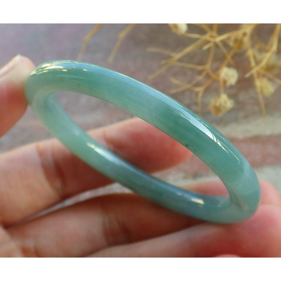 Icy Green Natural A JADE Jadeite Baby Circle Bangle Bracelet 43 mm 685187 TN
