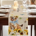 thumbnail image 3 of Table Runners 90 Inches Long Dress Scarves, Sunflowers Dog Farmhouse Coffee/Dining/Kitchen Table Runner for Living Room, Spring Watercolor Floral Stars on Linen 13x90 Inch, 3 of 9