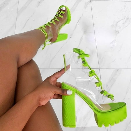 

ãYilirongyummã Green 42 Sandals Women Transparent Fish Sandals Heel Sandal Strap Women Fashion Mouth Boots Women s Sandals