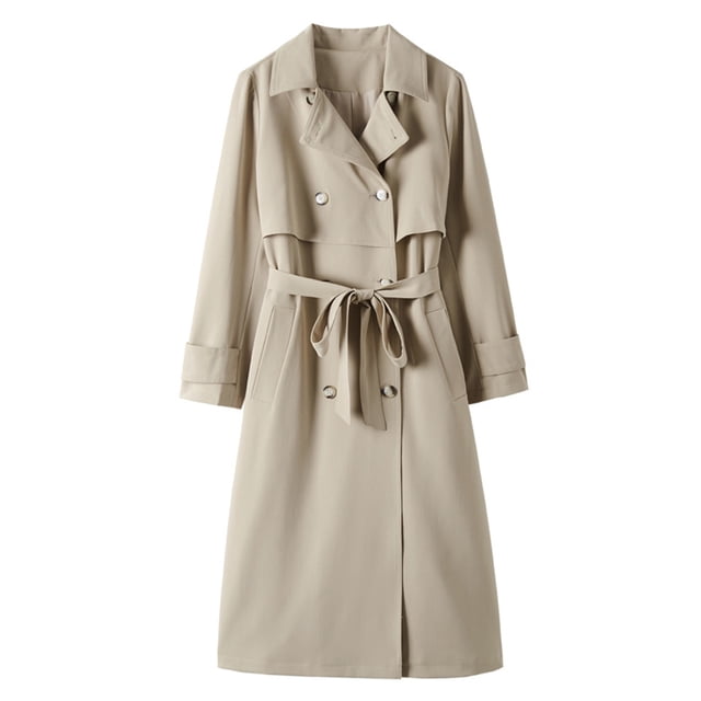 Gabardina Con Doble Botonadura Para Mujer, Manga, Cinturón Impermeable, Corbata Larga M Sunnimix Gabardina de mujer
