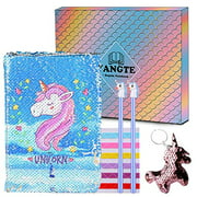 Unicorn Notebook Gel Pens Set Mermaid Reversible Sequin Journal Magic DIY Painting-Lovely Diary Back to School Birthday Gifts For Girls All Ages 3 4 5 6 7 8 9 10