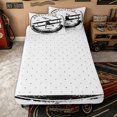 thumbnail image 4 of Erosebridal Retro Stamp Graffiti Zipper Twin Comforter Sets with Fitted Sheet and 2 Pillowcases for Boys Men, Black Biplane Silhouette Print Zipper Bedding Set, Reversible, 4-Piece, 4 of 7