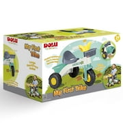 Dolu: My First Trike: White, Green, Yellow - Pedal Operated 3 Wheeled Bike, 2 Baskets, Indoor & Outdoor Tricycle, Ride-On Toy, Kids Toddlers Ages 2+