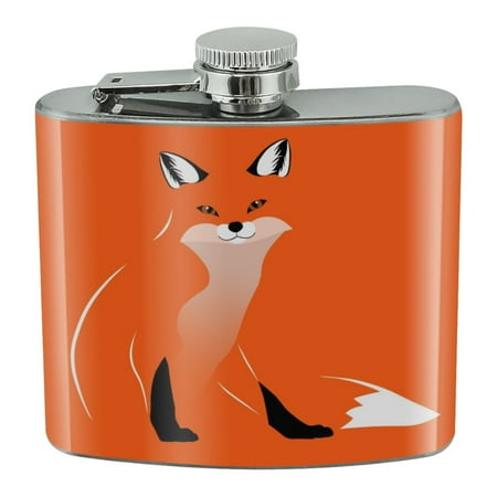 

Stylish Red Foxy Fox Stainless Steel 5oz Hip Drink Kidney Flask