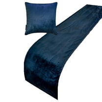 The HomeCentric King / Queen / Twin Navy Blue Decorative Bed Runner Queen 74"x18" Bed Runner WITH One Pillow Cover, Velvet Bed Scarf on Velvet fabric - Navy Velvet Plush
