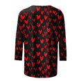 thumbnail image 4 of Staron Vente de Liquidation Hauts pour Femmes Saint-Valentin Blouses Amples Manches 3/4 Col Rond Cadeaux de Saint-Valentin T-Shirt Imprimé Cœur Hauts Décontractés Amples, 4 of 5