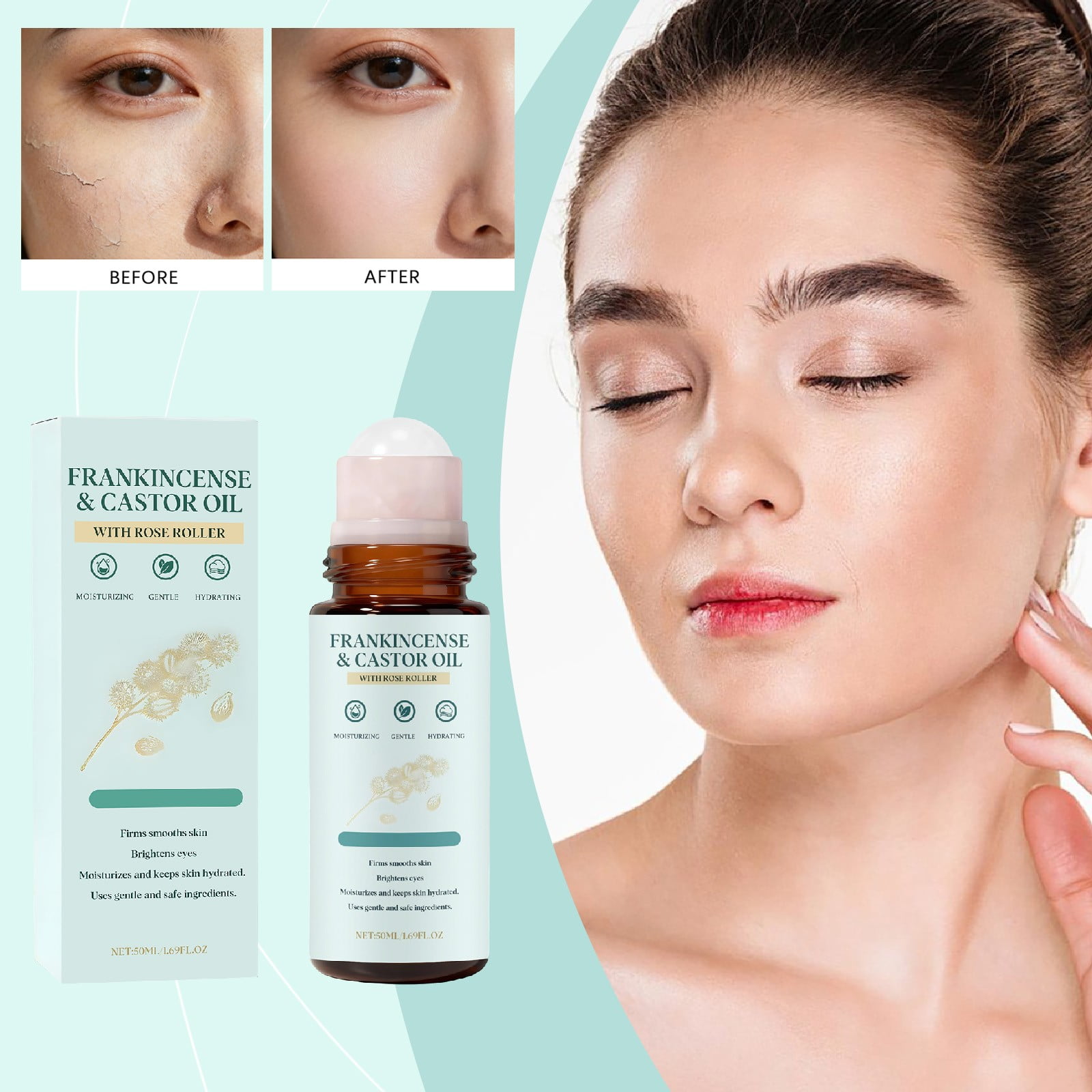 SZBAOAN Frankincense and Castor Oil,Hydrating Oil for Face Under Eye,Lightweight Non Greasy Fast Absorbing,Suitable for Face,Neck,Abdome