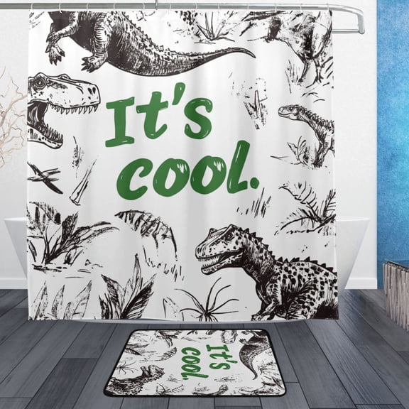 BZSMCE Shower Curtain and Bath Accessory Set,Dino Chic Pattern
