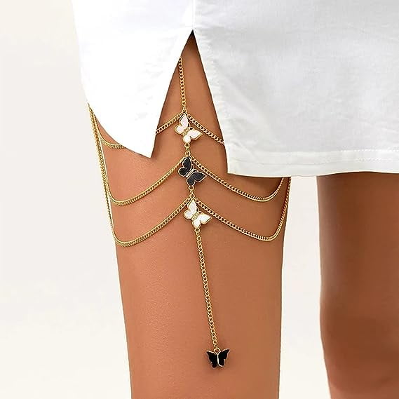 Butterfly Leg Chain for Women Layered Butterfly Thigh Chain Boho