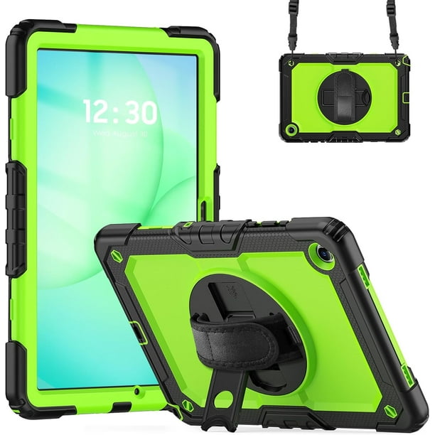 Funda para Samsung Galaxy Tab A11 Plus de 11 pulgadas (2025) y A9 Plus de 11 pulgadas (2023), resistente, a prueba de golpes, con soporte giratorio de 360° y correa de mano/bandolera.