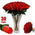 thumbnail image 2 of Costeam 30 Pcs Realistic Red Artificial Roses Bouquet, Valentines Day Home Wedding Party Decoration Floral Arrangement, 2 of 9