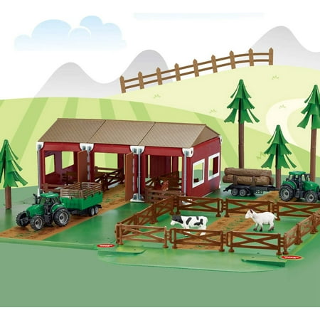 Farm Toys Set with Farm Animals and Tractor for Toddlers F-397