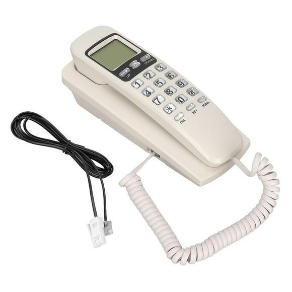 Wired Wall Phone Multifunctional Calendar LCD Display Caller ID Landline with Buttons for Home Office White