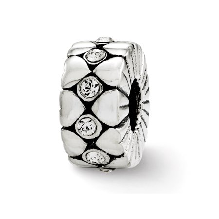 - Sterling Silver with Swarovski Crystals Heart Spacer Bead Charm