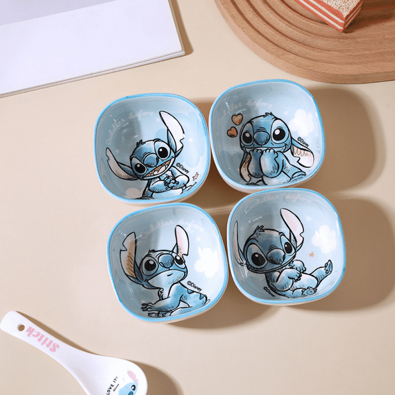 Cartoon Stitch Ceramic Snack Plate, Cute Anime-Inspired Square