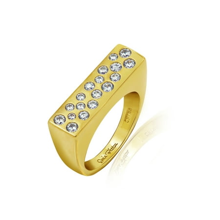 Gold 18K Plated Sterling Silver 1 ct Cubic Zirconia Fashion Band Ring- Size 6