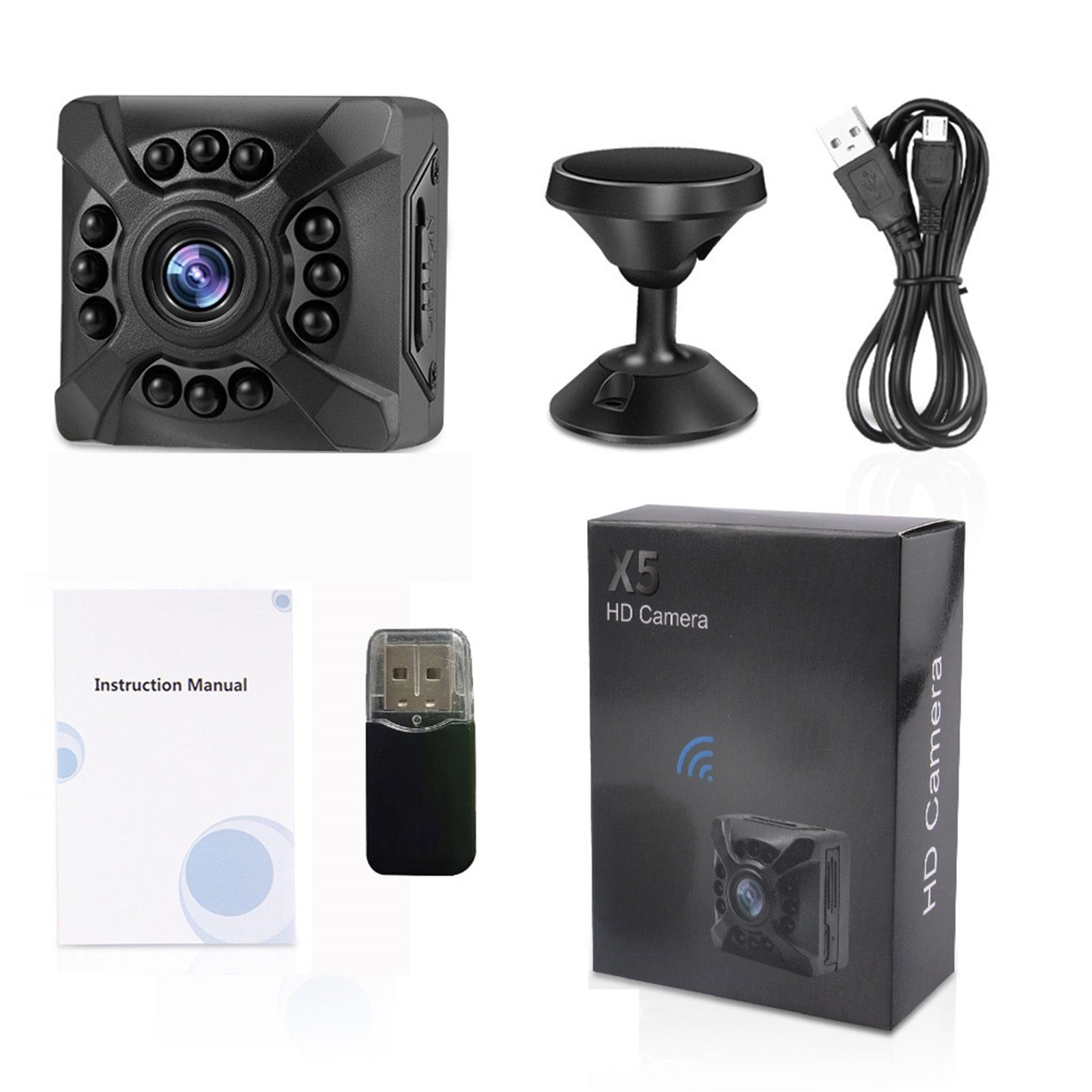 COFEST Mini 1080P Wireless WiFi Camera With Live Video Home Security Surveillance Cam With Motion Detection Night Vision APP Control For Indoor Outdoor Car Cam,Black,