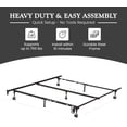 thumbnail image 5 of Queen Metal Bed Frame – Heavy Duty Support for Box Spring & Mattress Foundation with Center Rail, Locking Wheels, Noise-Free & Easy Assembly, 5 of 9