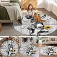 thumbnail image 6 of Grey Farmhouse Round Area Rugs Collection 7', Vintage Sunflowers Animals Printed Non Slip Indoor Circular Throw Runner Rug Floor Mat Carpet for Living Room Dining Table Bedroom Nursery, 6 of 9