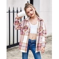 thumbnail image 4 of Oudiya Girls Flannel Plaid Jackets Long Sleeve Button Down Shirts Blouses Tops with Pockets, 6-15Y, 4 of 8