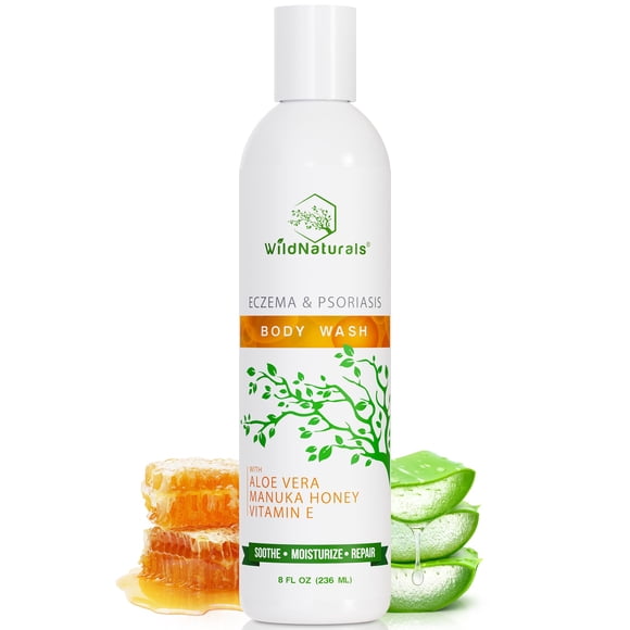 Wild Naturals Organic Body Wash - Lavado hidratante y exfoliante para pieles sensibles y secas con picazón - Lavado corporal hidratante hipoalergénico para hombres y mujeres