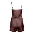 thumbnail image 5 of Womens Pajama Set Suspenders Bow Tank Top Shorts Solid Color Lightweight Pajamas Brown, 5 of 5