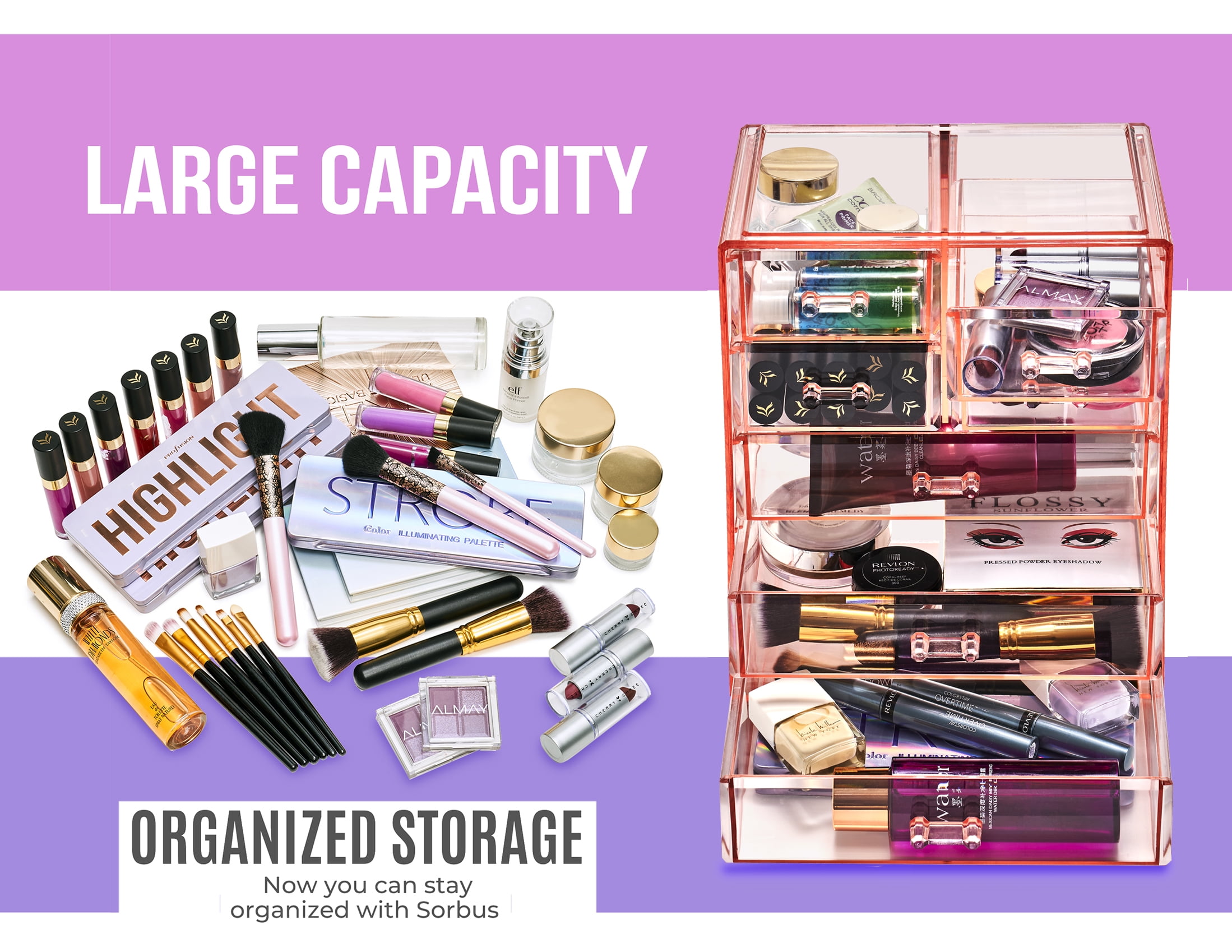 Mini Makeup Organizer with Mirror - Pink – Sorbus Beauty