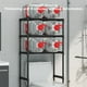 thumbnail image 5 of Estante de almacenamiento para lavadora, organizador de baño multicapa, estante sobre inodoro, mueble de suelo de plástico negro, solución que ahorra espacio para las áreas de lavandería y aseo, 5 of 7