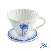 BLUE BREW BB1001 Ceramic Pour Over Coffee Dripper for 1 – 2 Cups | Blue Cornflower - Artisan Series