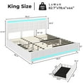 King Size Platform Bed Frame with LED Lights, PU Leather Bed Frame with