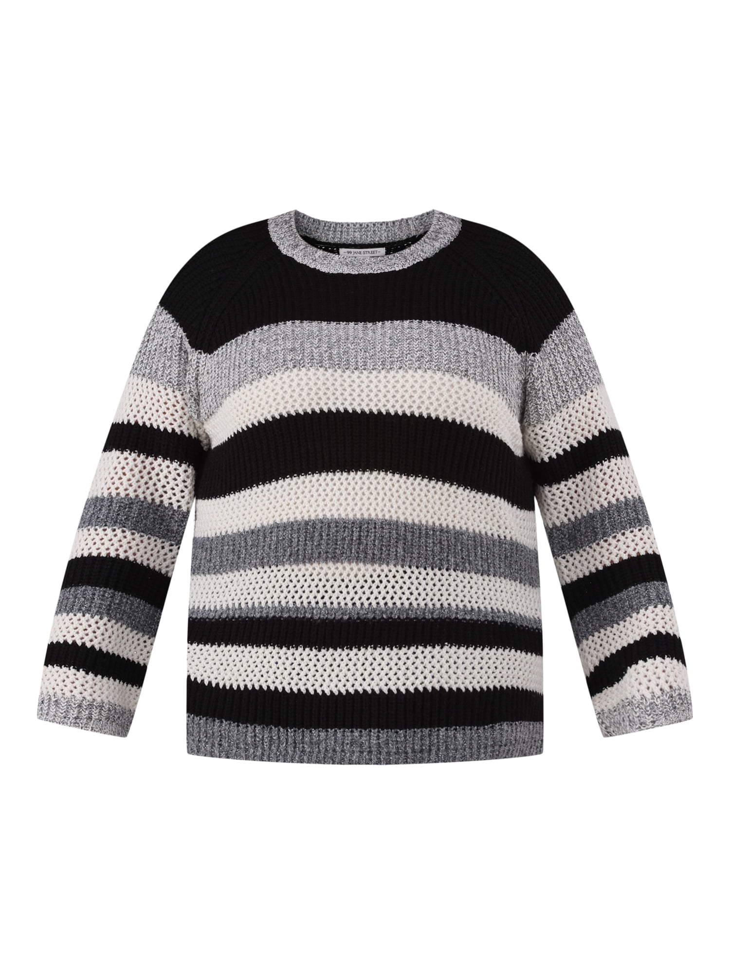 99 Jane Street Women's Plus Textured Striped Raglan Sweater, Midweight, Sizes 1X-4X