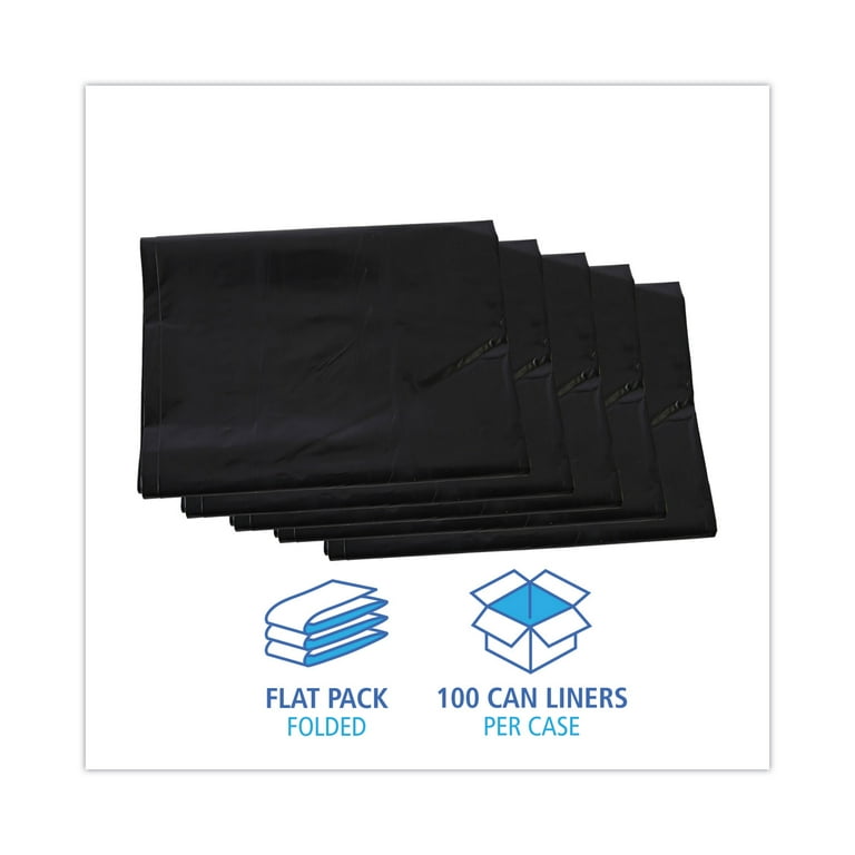 Linear Low Density Industrial Can Liners, 60 gal, 1.7 mil, 38 x 58, Black, 100/Carton Linear Low Density Industrial Can Liners, 60 gal, 1.7 mil, 38 x 58, Black, 100/Carton