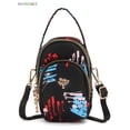 thumbnail image 2 of BadPiggies Women Crossbody Cell Phone Purse Pouch, Multicolor Soft Handbag Small Shoulder Bag with Adjustable Strap (Black Watercolor), 2 of 8
